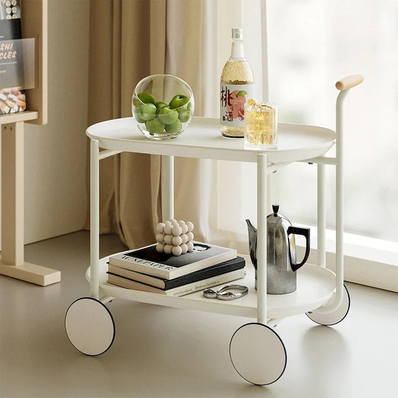 Carrito de bar metálico moderno de 2 niveles con ruedas - 15.75L x 22.83W x 27.56H pulgadas
