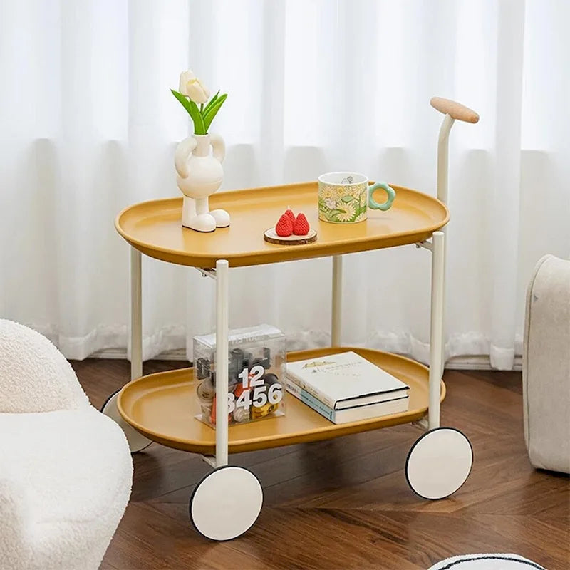 Carrito de bar metálico moderno de 2 niveles con ruedas - 15.75L x 22.83W x 27.56H pulgadas