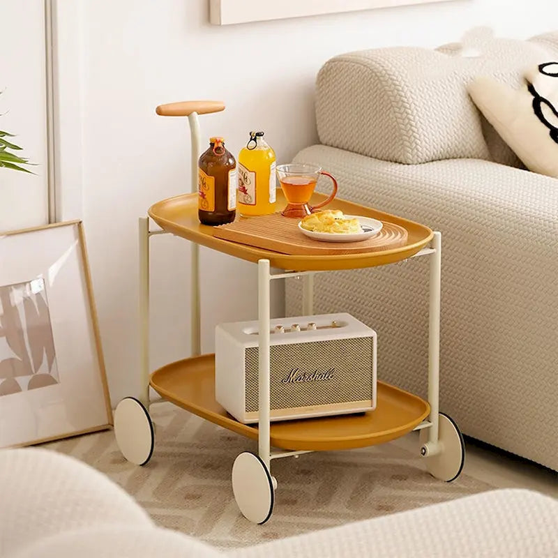 Carrito de bar metálico moderno de 2 niveles con ruedas - 15.75L x 22.83W x 27.56H pulgadas
