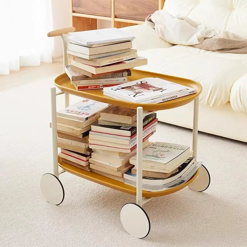 Carrito de bar metálico moderno de 2 niveles con ruedas - 15.75L x 22.83W x 27.56H pulgadas