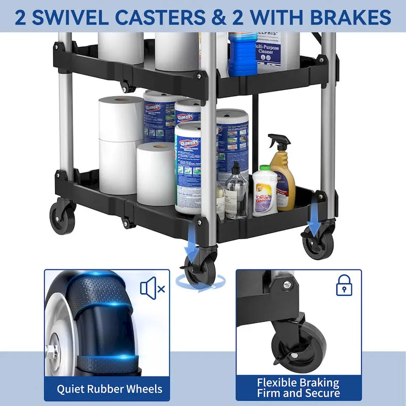 Carrito de cocina portátil de 3 niveles con ruedas giratorias
