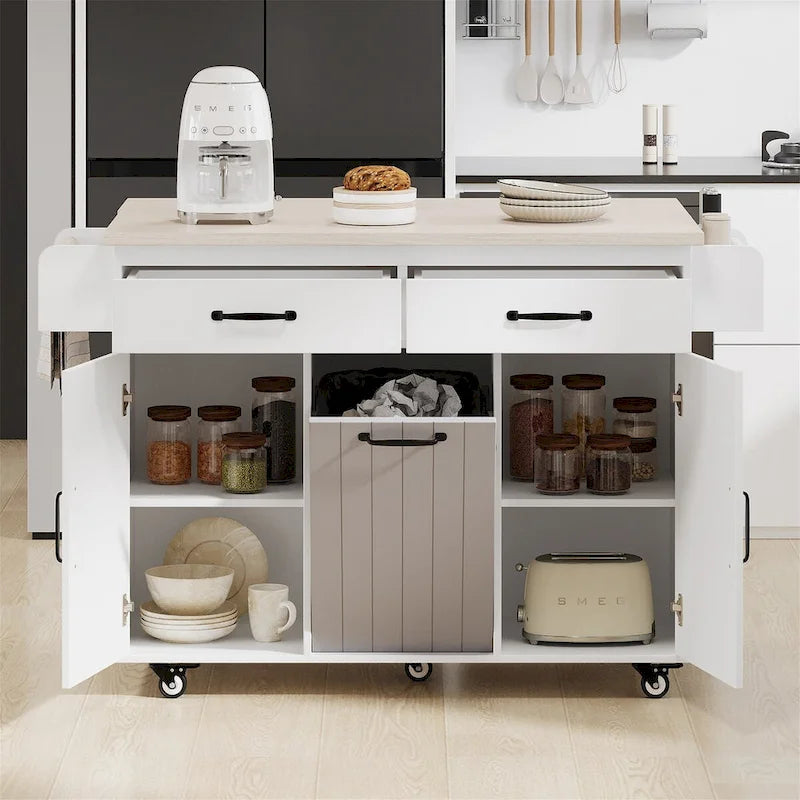 Kitchen Island with Trash Can Storage Cabinet by Harper&Bright Designs