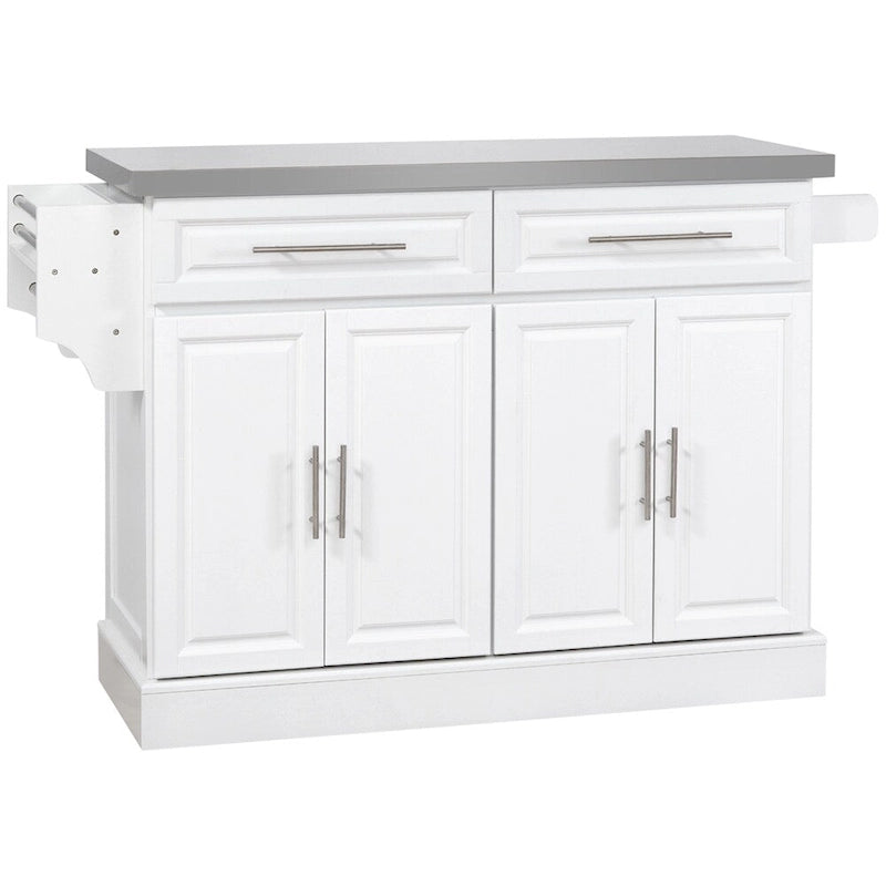 Carrito de cocina portátil con ruedas y encimera de acero inoxidable