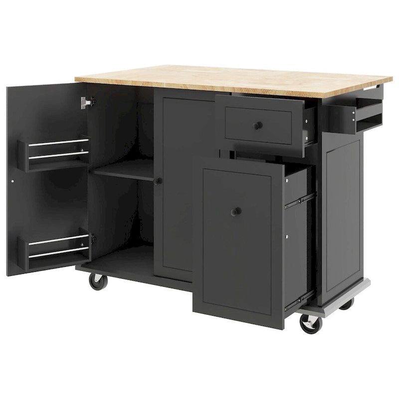Carrito de cocina con ruedas, estante de almacenamiento interno y armario extraíble