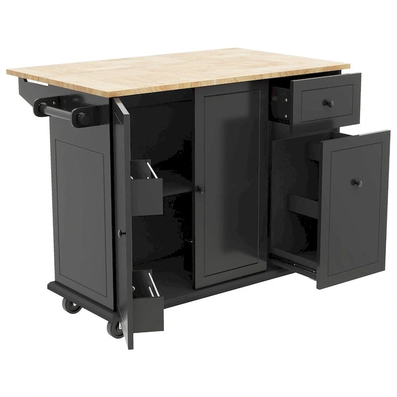 Carrito de cocina con ruedas, estante de almacenamiento interno y armario extraíble