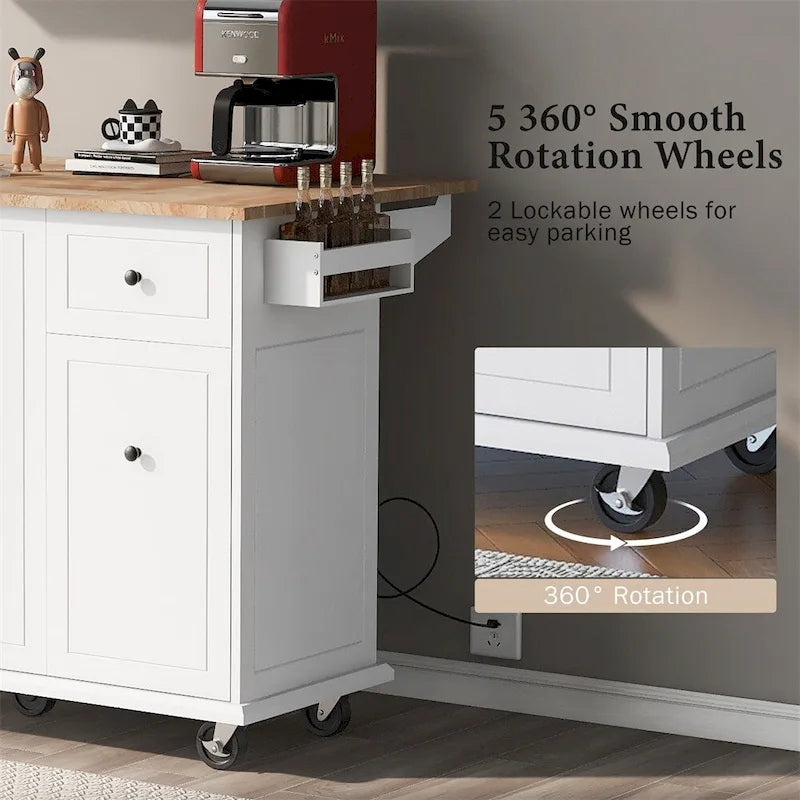 Carrito de cocina con ruedas, estante de almacenamiento interno y armario extraíble