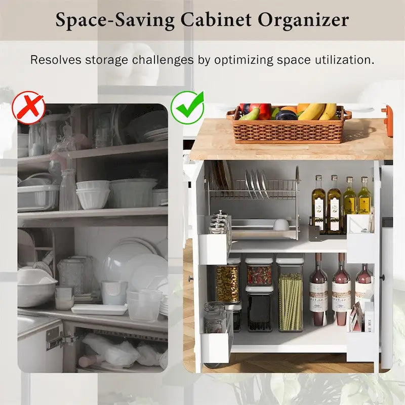 Carrito de cocina con ruedas, estante de almacenamiento interno y armario extraíble