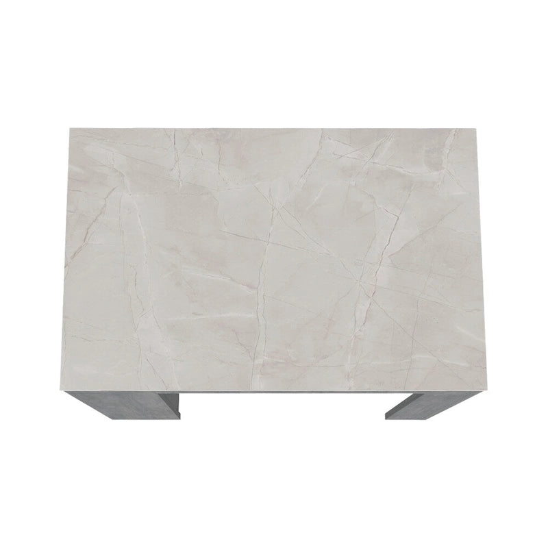 Isla de cocina con tres estantes laterales, gris concreto / mármol Ibiza
