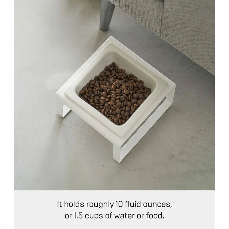 Enkele voerbak voor huisdieren, staal en keramiek - 6.1L x 5.91W x 2.36H inch