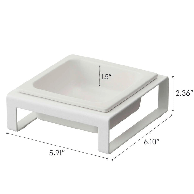 Enkele voerbak voor huisdieren, staal en keramiek - 6.1L x 5.91W x 2.36H inch