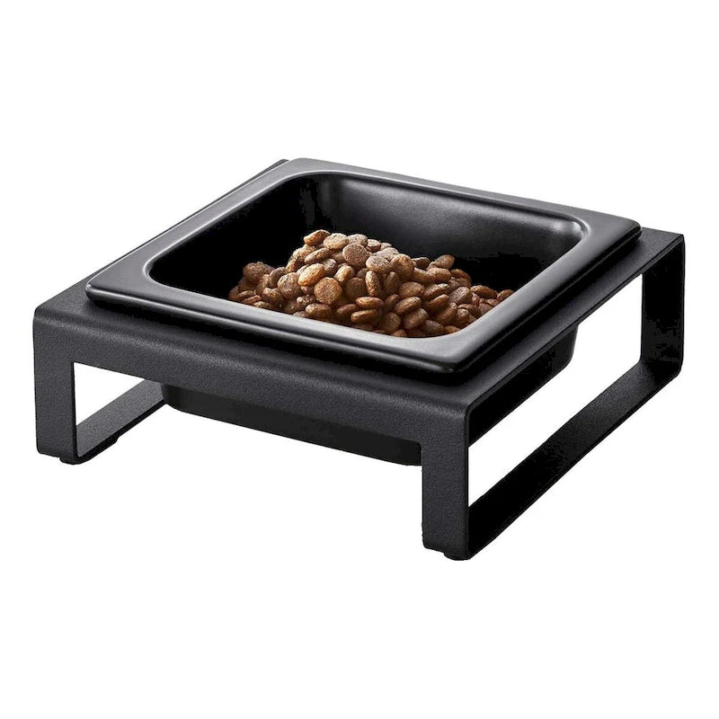 Enkele voerbak voor huisdieren, staal en keramiek - 6.1L x 5.91W x 2.36H inch