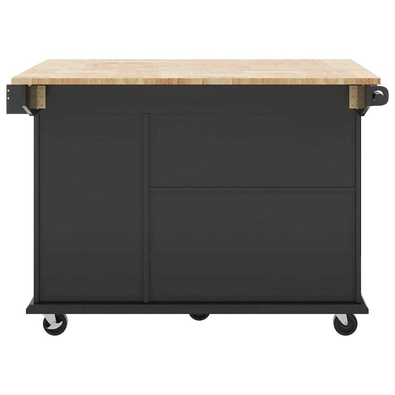 Carrito isla de cocina de 53.9 pulgadas con ala abatible y ruedas