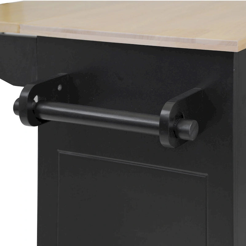 Carrito isla de cocina de 53.9 pulgadas con ala abatible y ruedas