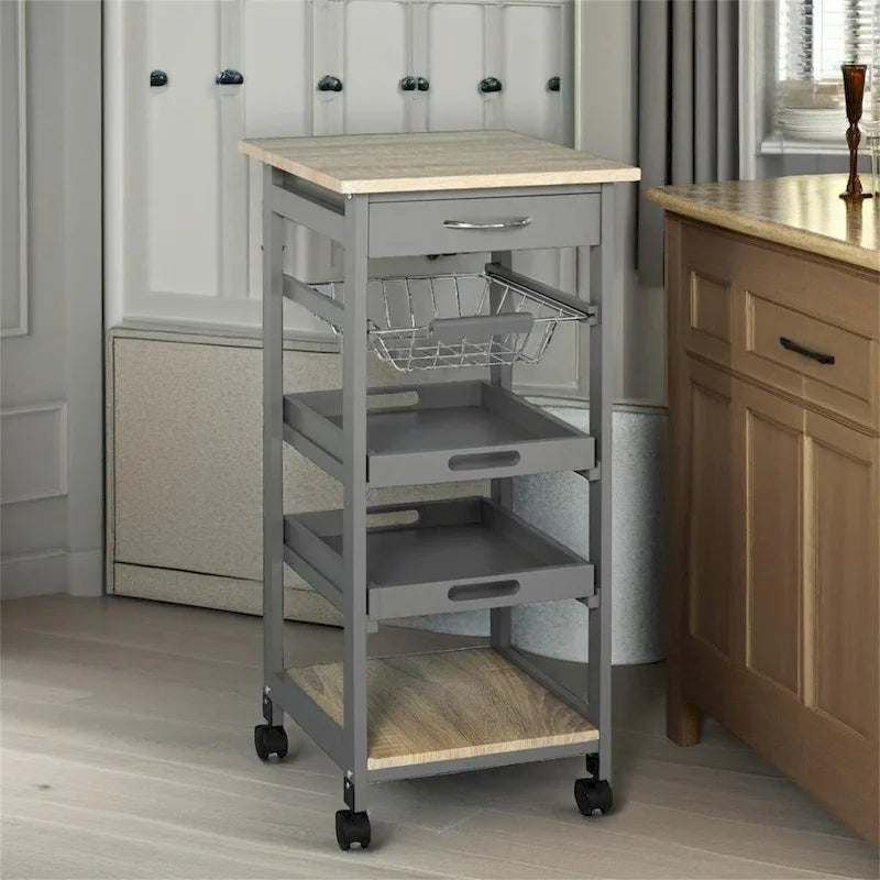 Isla de cocina móvil con ruedas, carrito de servicio