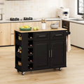 Carrello isola da cucina con mobiletto a 2 ante, 2 cassetti e piano pieghevole