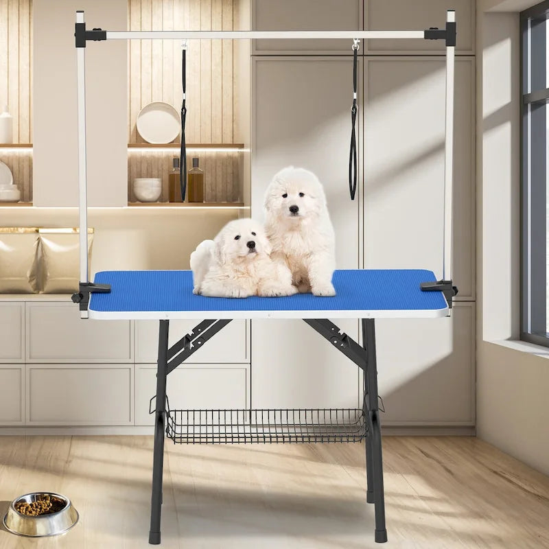 Mesa plegable de peluquería canina de 42 pulgadas, azul
