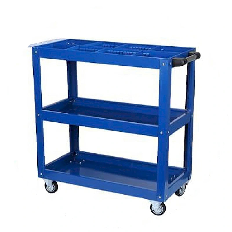 Carrito auxiliar de acero resistente de 3 niveles con ruedas bloqueables, 450 LBS