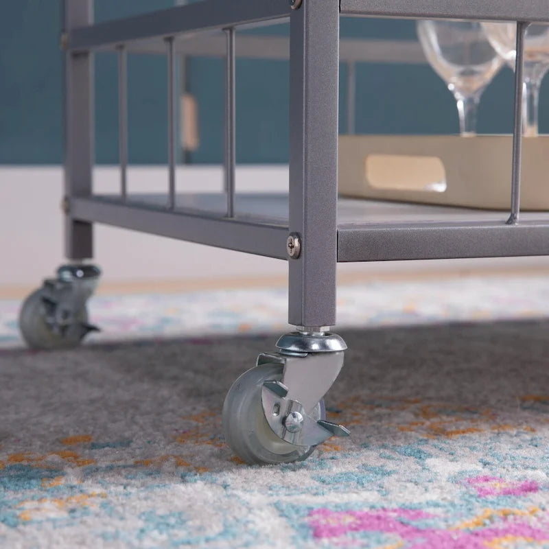 Carrello da cucina con ruote, contenitore a tre livelli e portabottiglie da quattro bottiglie