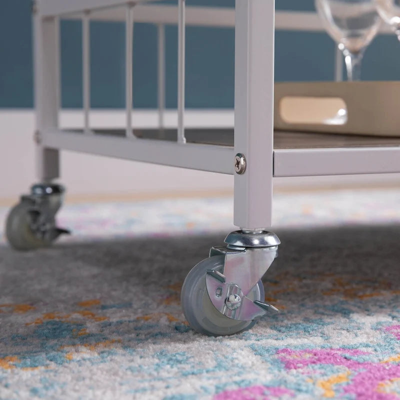 Carrello da cucina con ruote, contenitore a tre livelli e portabottiglie da quattro bottiglie
