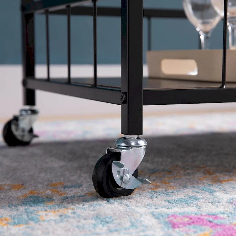 Carrello da cucina con ruote, contenitore a tre livelli e portabottiglie da quattro bottiglie