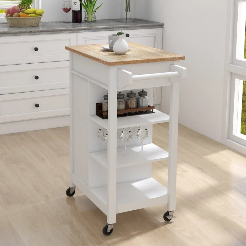 Carrito auxiliar con ruedas para cocina, estantes ajustables y toallero