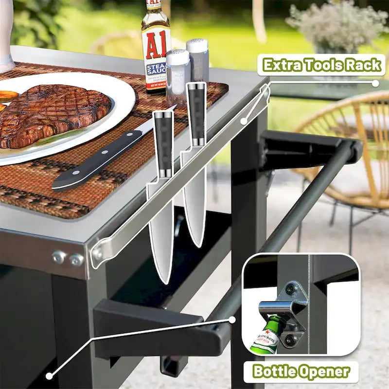Carrito para parrilla de exterior con ruedas