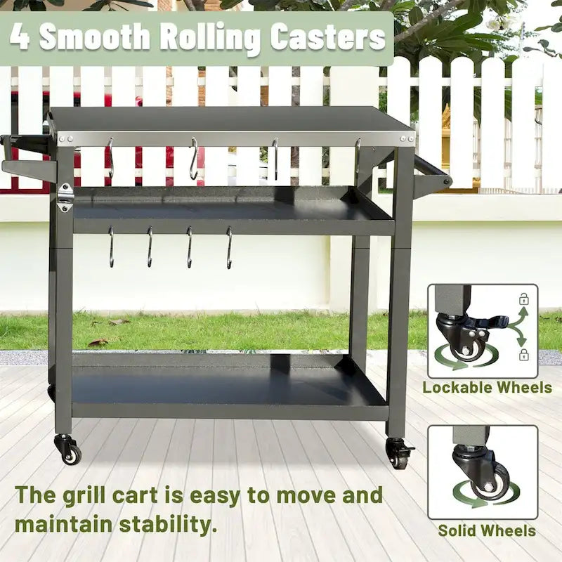 Carrito para parrilla de exterior con ruedas