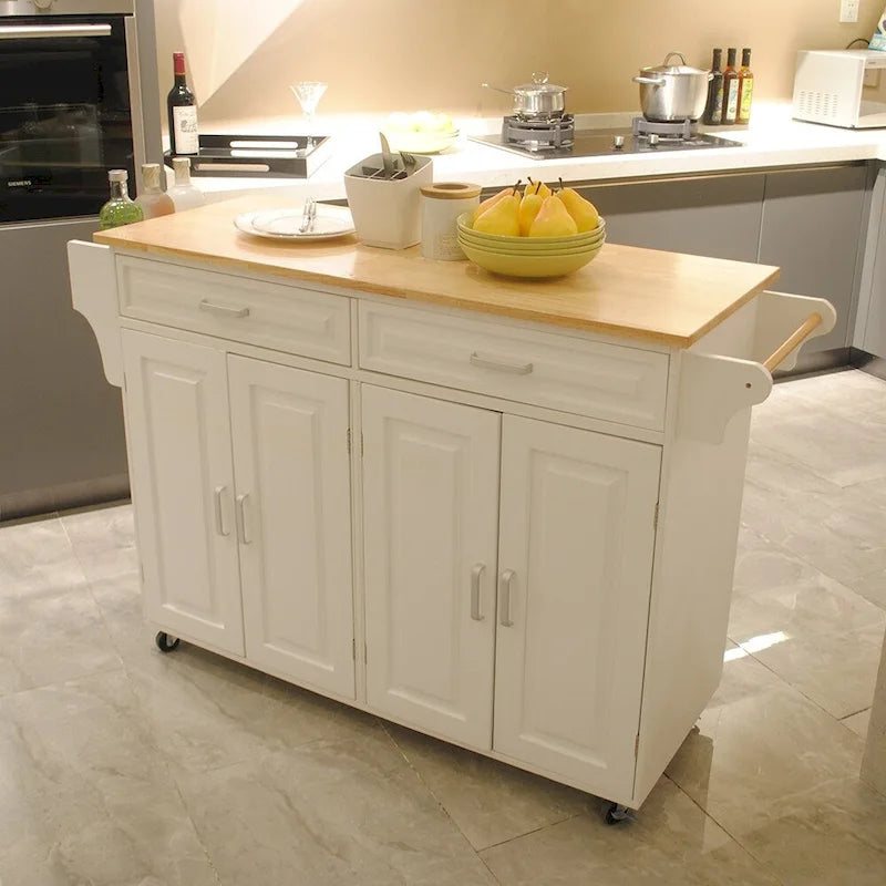 Carrito isla de cocina con cajones, gabinetes y especiero