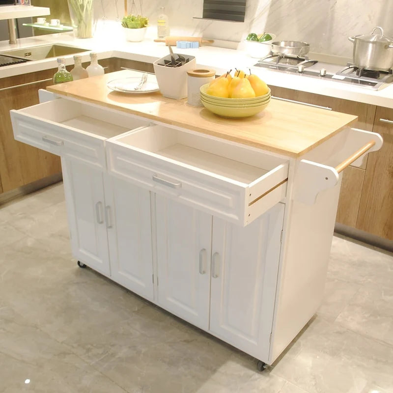 Carrito isla de cocina con cajones, gabinetes y especiero