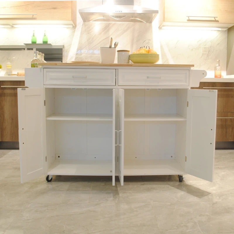 Carrito isla de cocina con cajones, gabinetes y especiero