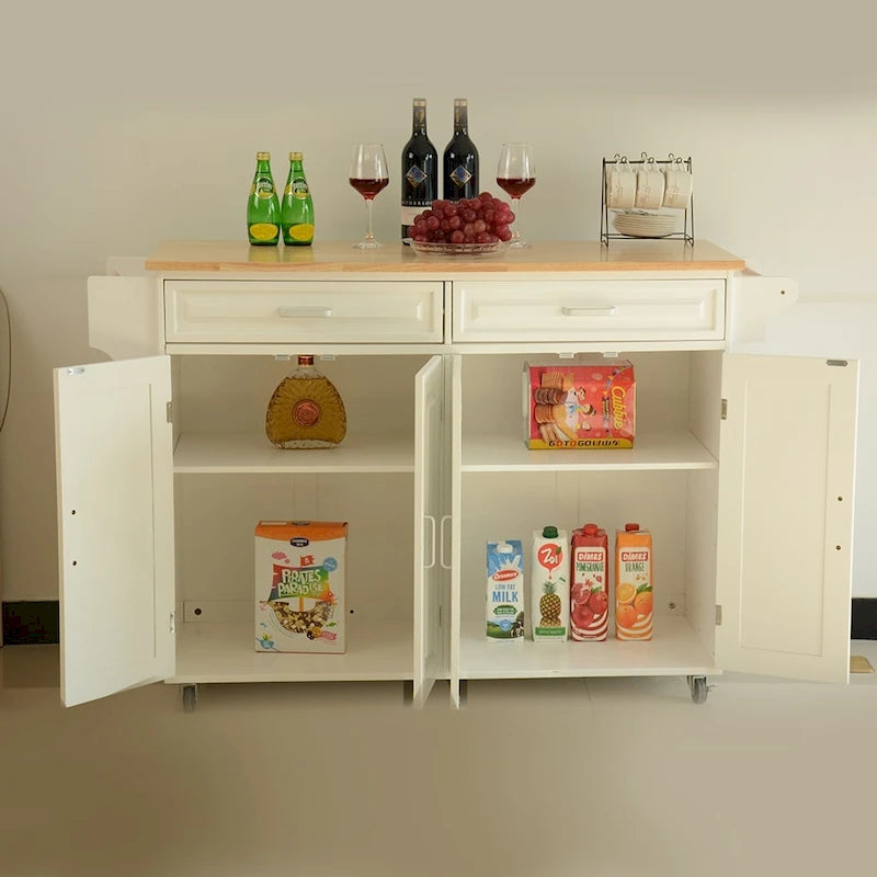 Carrito isla de cocina con cajones, gabinetes y especiero