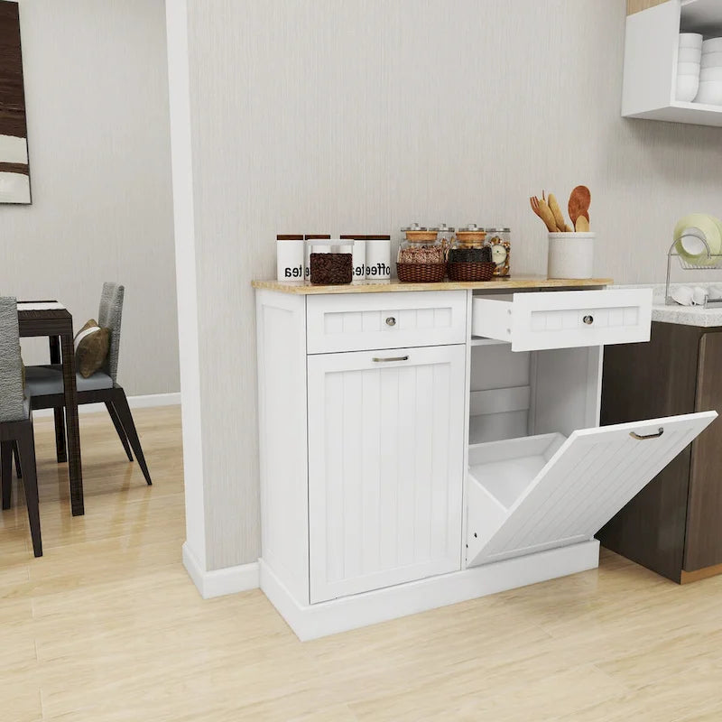 Armario para basura de cocina con 2 cajones