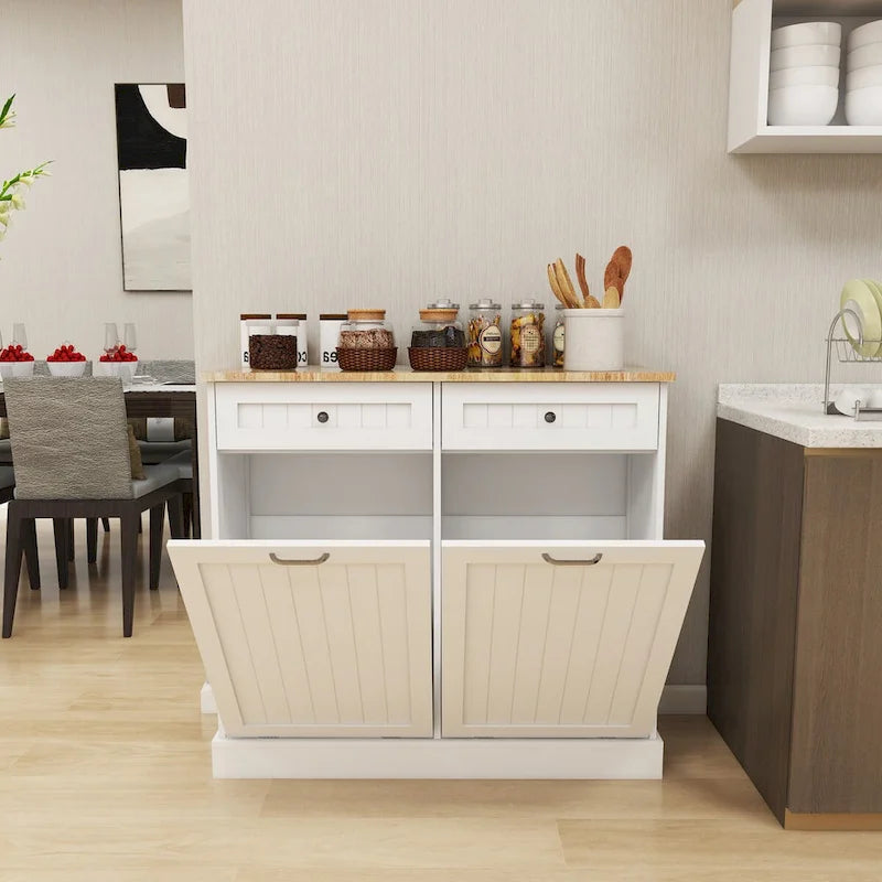 Armario para basura de cocina con 2 cajones